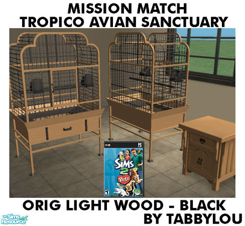 Sims 2 — TL - MM TropicoAvianSanctuary OrigLightBlkWd by TabbyLou — Maxis Original Light Wood with Black Accents for