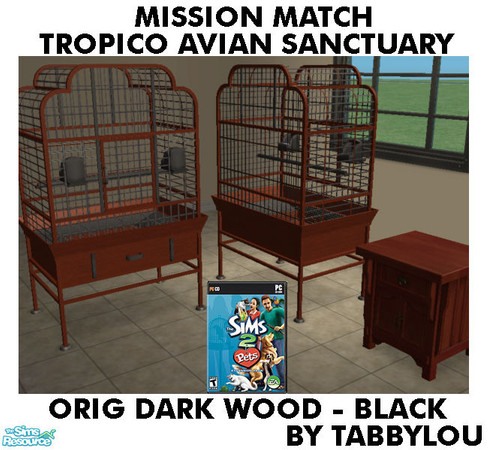Sims 2 — TL - MM TropicoAvianSanctuary OrigDarkBlkWd by TabbyLou — Maxis Original Dark Wood with Black Accents for