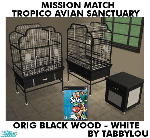 Sims 2 — TL - MM TropicoAvianSanctuary OrigBlackWhWd by TabbyLou — Maxis Original Black Wood with White Accents for