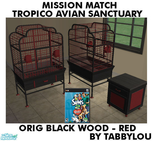 Sims 2 — TL - MM TropicoAvianSanctuary OrigBlackRedWd by TabbyLou — Maxis Original Black Wood with Red Accents for