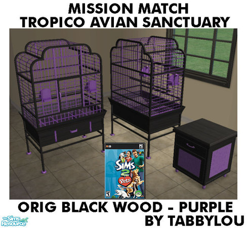 Sims 2 — TL - MM TropicoAvianSanctuary OrigBlackPurpWd by TabbyLou — Maxis Original Black Wood with Purple Accents for
