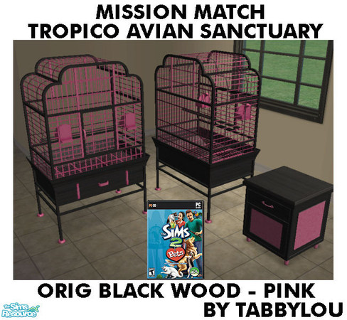 Sims 2 — TL - MM TropicoAvianSanctuary OrigBlackPinkWd by TabbyLou — Maxis Original Black Wood with Pink Accents for