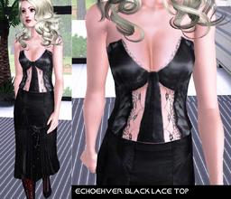 Sims 3 — Echoehver Lace Top by Echoehver — Strapless, shiny with lace panels for a subtle sexy.
