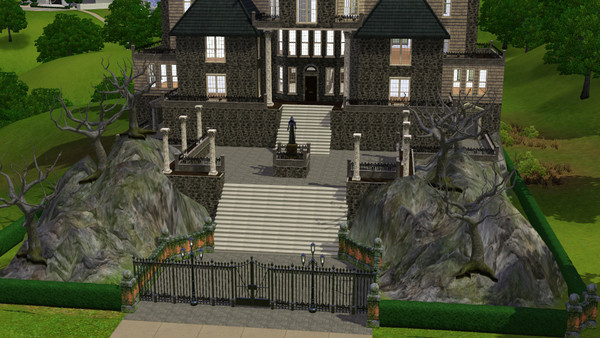 Sims 3 — Haunted Hill  by ltoole — The Grim Reaper stands ready to welcome you through the gates. This house can be used