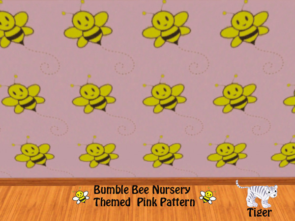 Sims 3 — Bumble Bee Nursery Pattern 01 Pink by TigerLiyene2 — Bumble Bee Nursery Pattern Pink