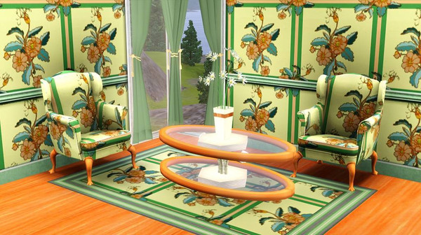 Sims 3 — marcorse_showcase pattern by marcorse — A floral spray showcased in a double frame - bright and cheerful.