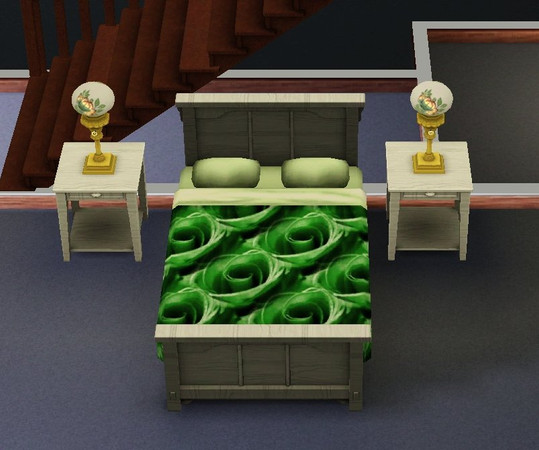 Sims 3 — GreenRosePattern002 by melissabrownkrapf2 — type: Misc. Object: Showing Bedding Part of a green rose themed set.