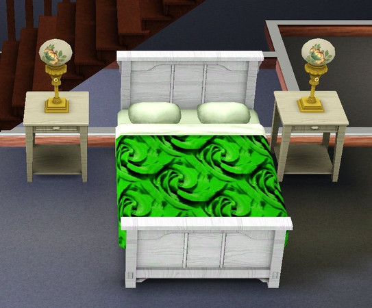 Sims 3 — GreenRosePattern001 by melissabrownkrapf2 — type: Misc. Object: Showing Bedding Part of a green rose themed set.