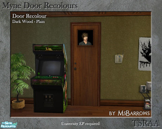 Sims 2 — Myne Door Recolours - Dark Wood 1 by MsBarrows — A plain recolour of the Myne Door from University EP, to match