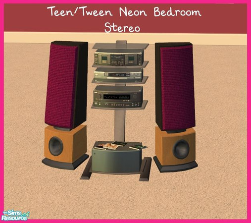 Sims 2 — Teen/Tween Neon Bedroom - Stereo by sinful_aussie — 