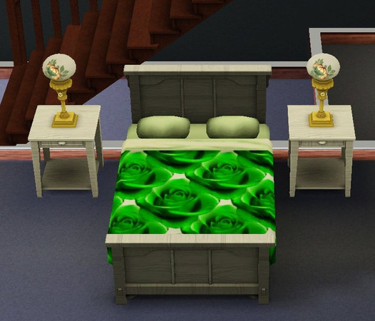 Sims 3 — GreenRosePattern005 by melissabrownkrapf2 — type: Misc. Object: Showing Bedding Part of a green rose themed set.