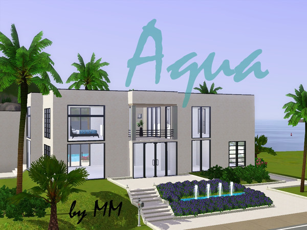 Sims 3 — Aqua by MlssMlny — Water, Water Everywhere! This modern home has water everywhere you look including a Pool, Hot