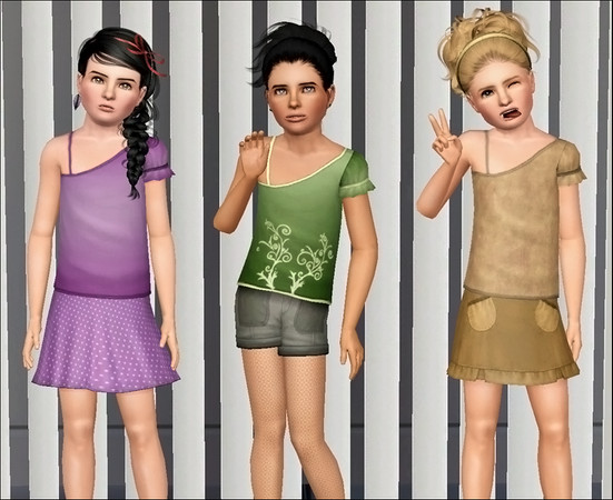 Sims 3 — Top ~ Chricia [Child] by Tomislaw — New Mesh - 3 | 4 recolorable areas - 3 styles with different masks - all
