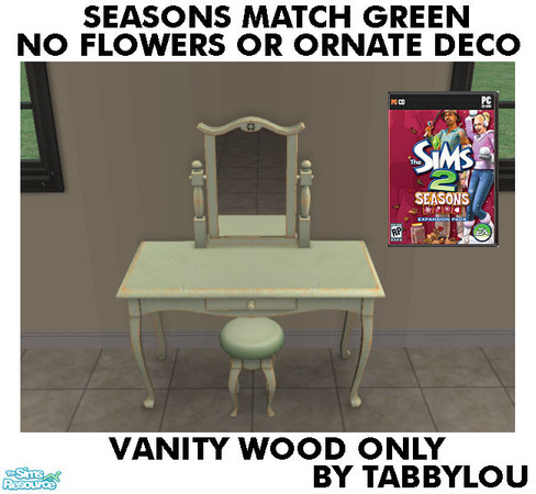 Sims 2 — TL - SM NoFlowersDeco Green Vanity by TabbyLou — Vanity Wood ONLY (No Seat) for Recolor of Seasons Green