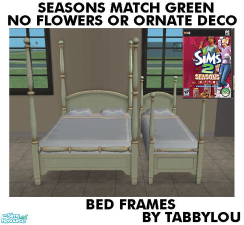 Sims 2 — TL - SM NoFlowersDeco Green BedFrames by TabbyLou — Double & Single Bed Frame (this file recolors both) for