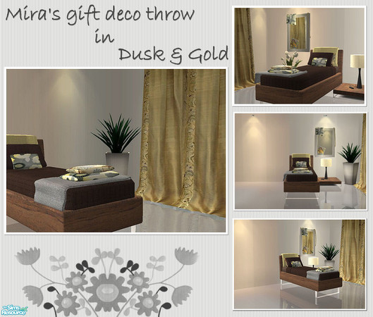 Sims 2 — Mira\'s birthday bedroom in Dusk & Gold - Single bed throw  by ~Monica~ — Enjoy ;)