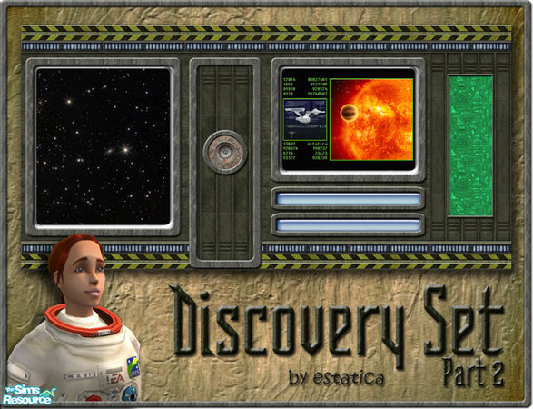 Sims 2 — Discovery Set - Part 2 by estatica — Part 2 of the Discovery Set, this batch includes more sci-fi walls to match