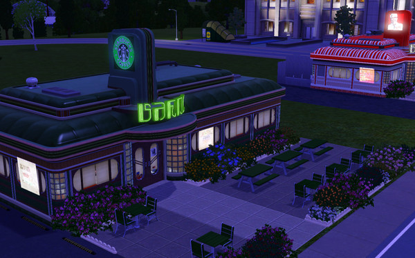Sims 3 — Starbucks by searon2 — This is a remake of the original ingame Diner rabbithole (Working) now with the proper