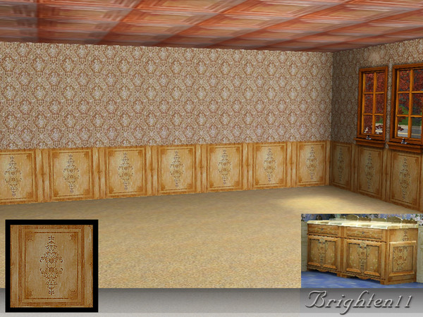 Sims 3 — BR11 StencilWainscoting by Brighten11 — Stenciled Wainscoting - Brighten11 A stenciled paint wainscot panel.
