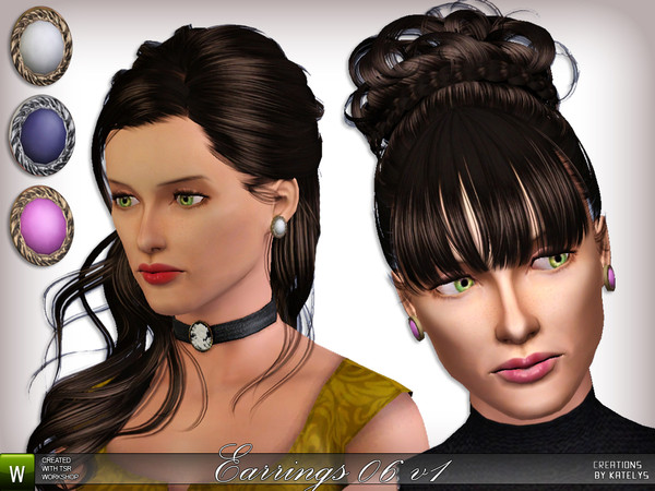 Sims 3 — Round Earrings v1 by katelys — New earrings in three recolors.