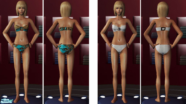 Sims 2 — Bandeau Bikini Set by lifedancer2 — Enjoy these high fashion bandeau bikinis! No mesh needed!