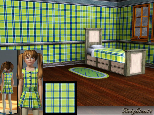 Sims 3 — BR11 Green Apple Plaid by Brighten11 — Green Apple Plaid - Brighten Bright plaid for kids rooms, linens,