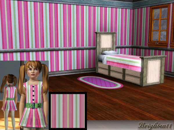Sims 3 — BR11 Pink Stripe by Brighten11 — Pink Stripe - Brighten11 Bright stripe print for kids rooms, linens, furniture