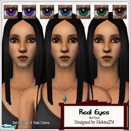 Sims 2 — Real Eyes - Set 4 by elektra274 — A collection of 9 eye recolors in a variety of shades and colors.