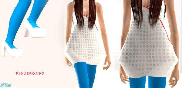 Sims 2 — InFantasy by Figueroa90 — InFantasy - White BarcodePapel Dress with dots. White delicate high heels