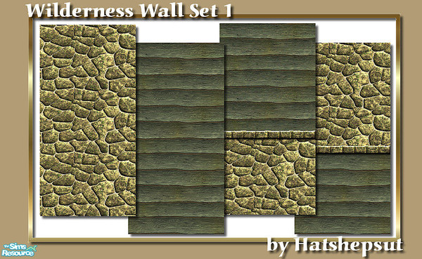 Sims 2 — Wilderness Wall Set 1 by hatshepsut — A set of mixed timber and stone walls.