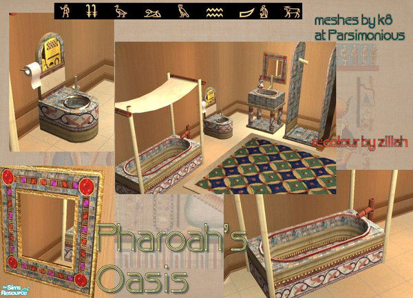 Sims 2 — Pharaoh\'s Oasis by Zillah — Kate at Parsimonious Sims\' Spirit bathroom recoloured by the sands of ancient