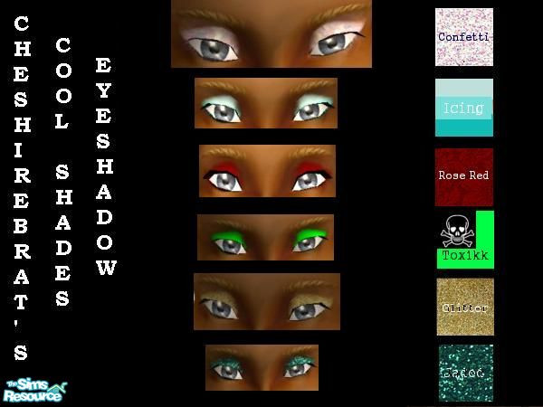 Sims 2 — CheshireBrat\'s Cool Shades Eyeshadow - Set One by daarkforest — Here\'s a set of six eyeshadows that will look