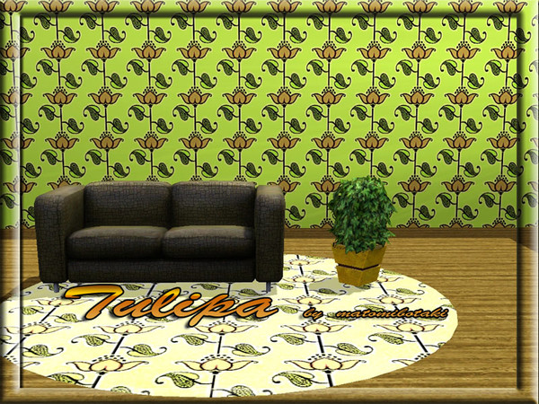Sims 3 — MB-Tulipa by matomibotaki — Flower pattern in pink, green and light yellow, 3 channel, to find under Theme.