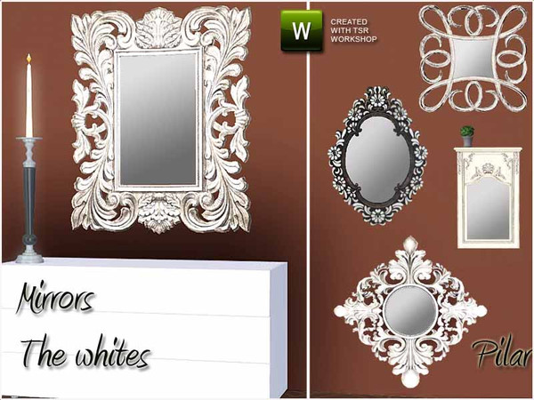 Sims 3 — Mirrors The Whites by Pilar — Different types of mirrors white pickled wood, vintage, resin ....