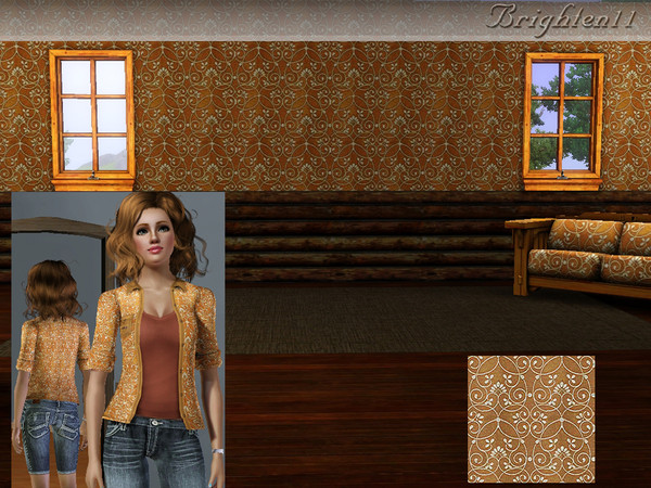Sims 3 — BR11 Western Swirl by Brighten11 — Western Swirl - Brighten11 A rustic print for walls, linens, furniture and