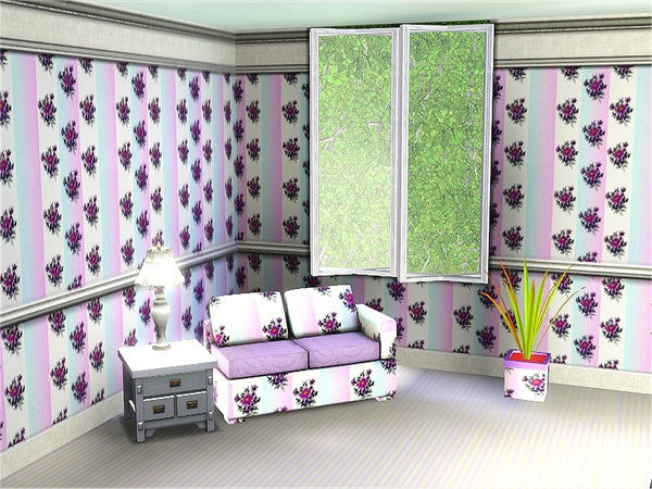 Sims 3 — marcorse_starflower pattern by marcorse — Pretty bunches of purple staflowers, alternating stripes of toning