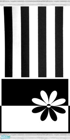 Sims 2 — Foxsensei stripe big flower by foxysensei — Beautiful trendy damask wallpapers in black and white.