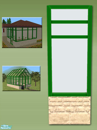 Sims 2 — Greenhouse Wall - Soft Rock and Green by Shakeshaft — Part of a new mesh set of Greenhouse walls, there are 6