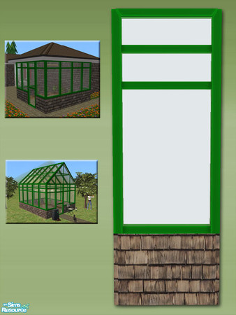 Sims 2 — Greenhouse Wall - Shingle and Green by Shakeshaft — Part of a new mesh set of Greenhouse walls, there are 6