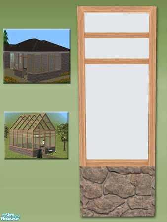 Sims 2 — Greenhouse Wall - Fieldstone and Metal by Shakeshaft — Part of a new mesh set of Greenhouse walls, there are 6