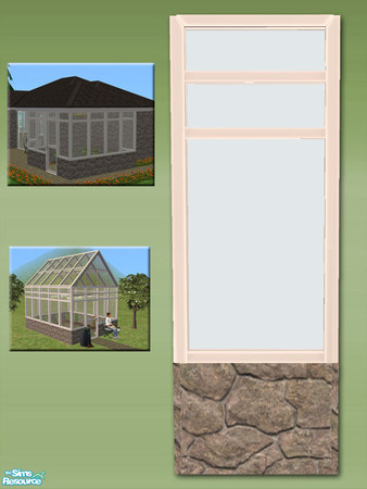 Sims 2 — Greenhouse Wall - Fieldstone and White by Shakeshaft — Part of a new mesh set of Greenhouse walls, there are 6