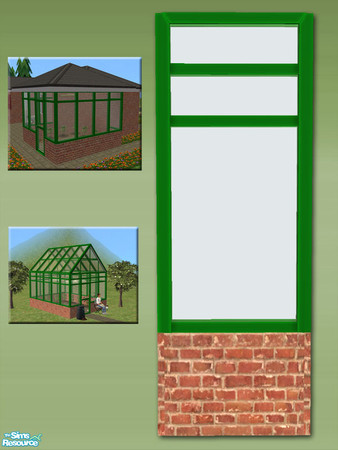 Sims 2 — Greenhouse Wall - Brick and Green by Shakeshaft — Part of a new mesh set of Greenhouse walls, there are 6 Maxis