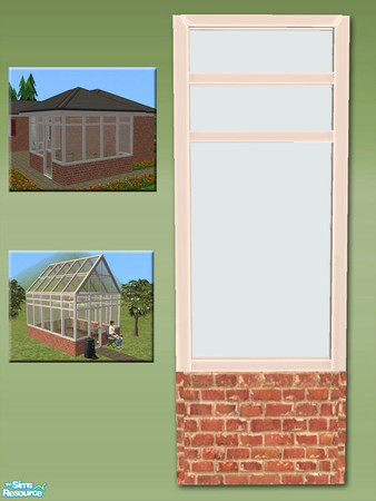 Sims 2 — Greenhouse Wall - Brick and White by Shakeshaft — Part of a new mesh set of Greenhouse walls, there are 6 Maxis