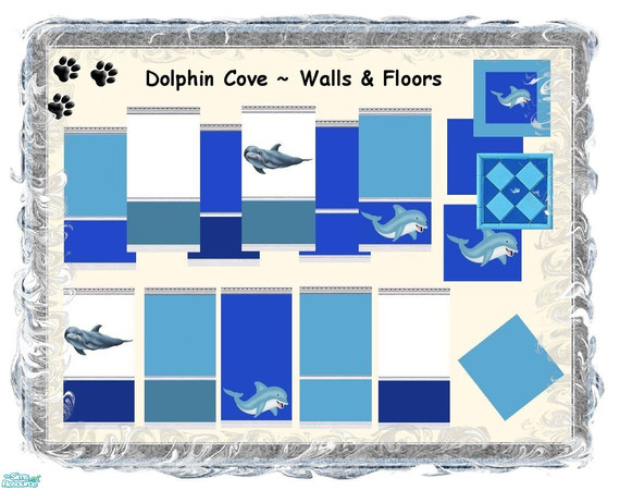 Sims 2 — Dolphin Cove - Walls & Floors by MinnieMinPin — You get 5 Walls & 1 Floor ~ All pictured along the