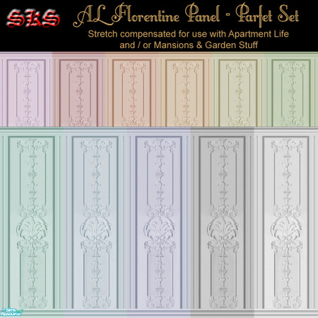 Sims 2 — AL-Florentine Plaster Panels by 71robert13 — Sculpted plaster panels in an assortment of parfet pastels for that