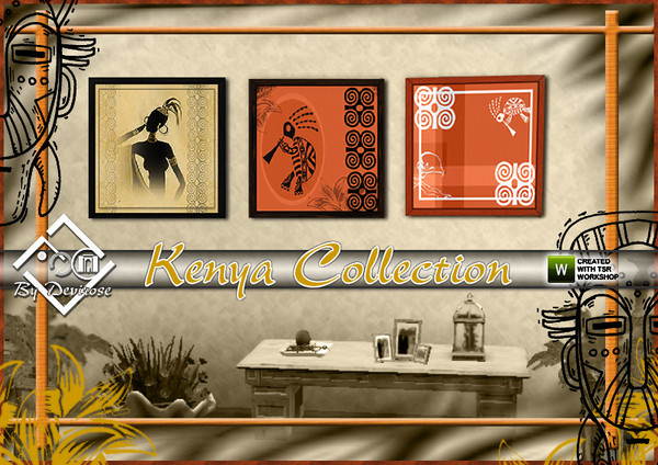 Sims 3 — Kenya Collection by Devirose — by Devirose-A magnificent set of paintings on the African theme. (3 files in 1)