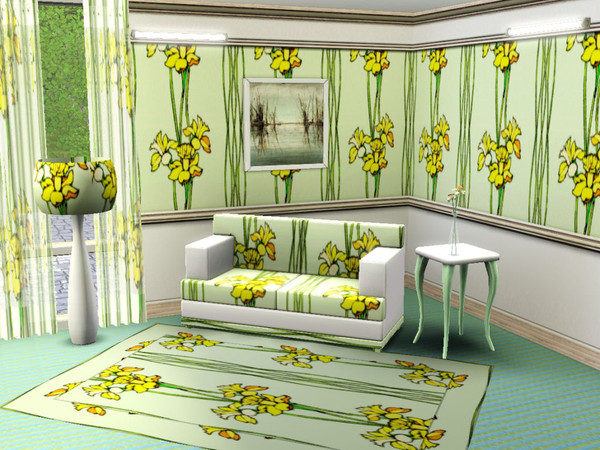 Sims 3 — marcorse_daffodillies pattern by marcorse — Vibrant yellow daffodils in a vertical striped design- flowers