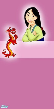 Sims 2 — Calli\'s Mulan Wall 2 by Callisto149 — A pretty pink wall featuring Mulan and Mushu for the Mulan bedroom