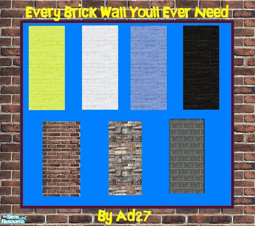 Sims 2 — Every Brick You\'ll ever Need by ad27 — This set of brick walls is sure to have any kind of brick you need.