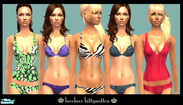 Sims 2 — Lingerie Set by bittymittenz — 5 fun adult female underwear sets. 